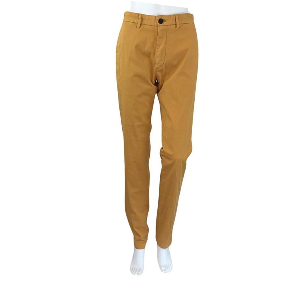 Theory Men's Zaine Patton Flat Front Pants Stretch Solid Cotton Brown Sz 28